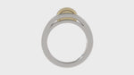 Load and play video in Gallery viewer, Two Tone Barrel Ring with Diamonds on Ribs and Rim