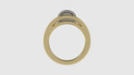Load and play video in Gallery viewer, Two Tone Barrel Ring with Diamonds on Ribs and Rim