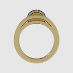 Load and play video in Gallery viewer, Barrel Gem Ring – Diamond in Ribs, Ruby &amp; Sapphire on Rims