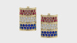 Load and play video in Gallery viewer, Barrel Stud Earrings – Ruby, Diamond, Sapphire