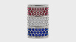 Load and play video in Gallery viewer, Elegant Barrel Hat Pin in Ruby, Diamond, and Sapphire Pavé